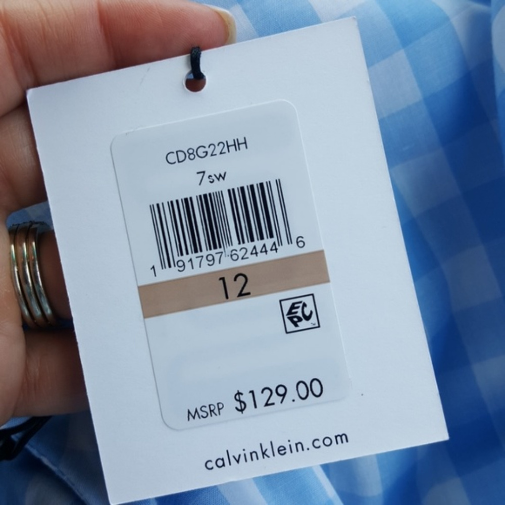🆕️ calvin klein gingham one shoulder sheath dress - Picture 4 of 7